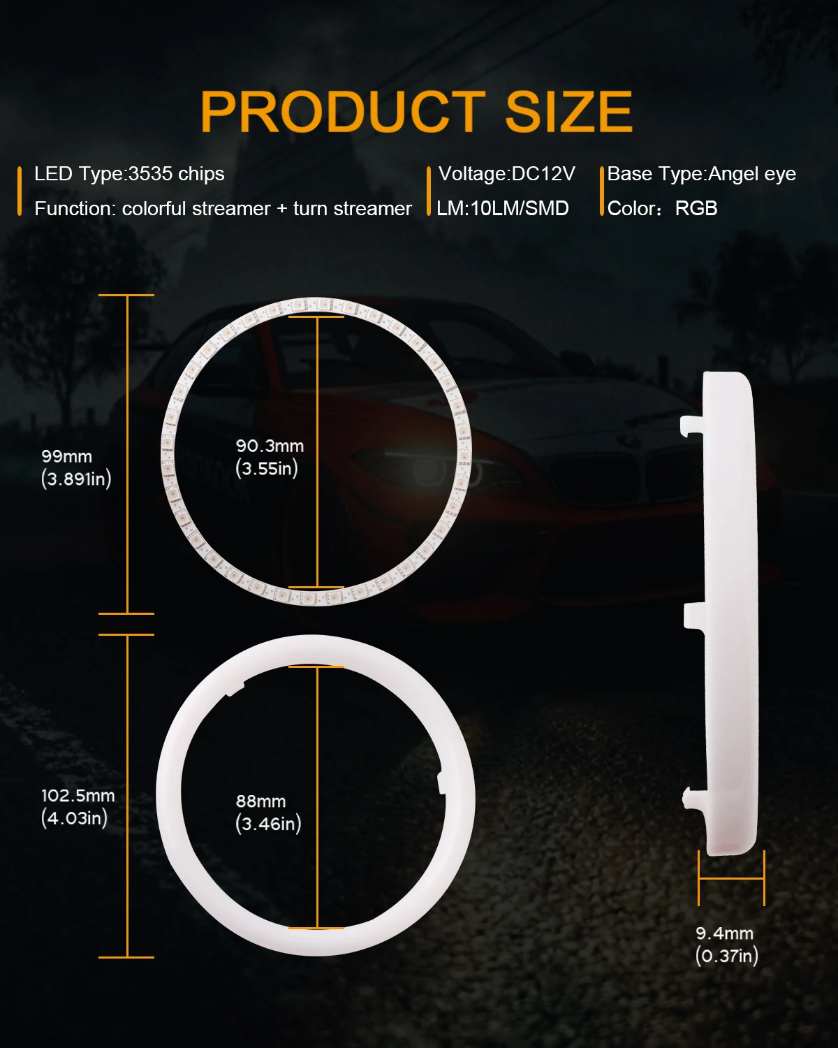 LED Angel Eyes Baumwolle Lichter mit Blinker APP Bluetooth RGB DRL Halo Ringe Für Auto Roller Motorrad 12V 24V