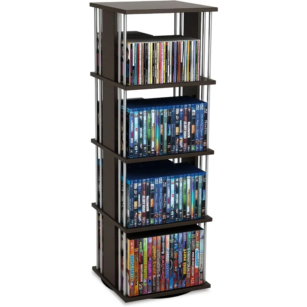 Cd Racks Space-Saving 360-Degree Rotation Engineered Wood Organize & Protect Prized Media & Memorabilia Collections Living Room