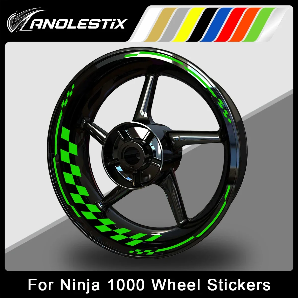 

AnoleStix Reflective Motorcycle Wheel Sticker Hub Decal Rim Stripe Tape For Kawasaki Ninja 1000