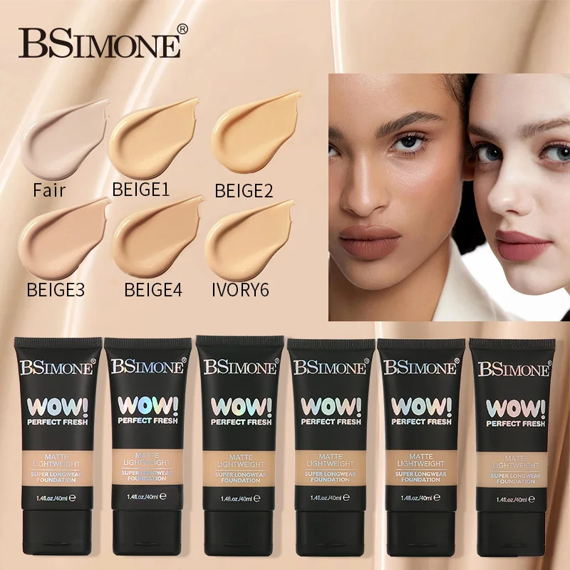 Moisturizing creamy liquid foundation, available in six colors, lasting and transparent liquid foundation