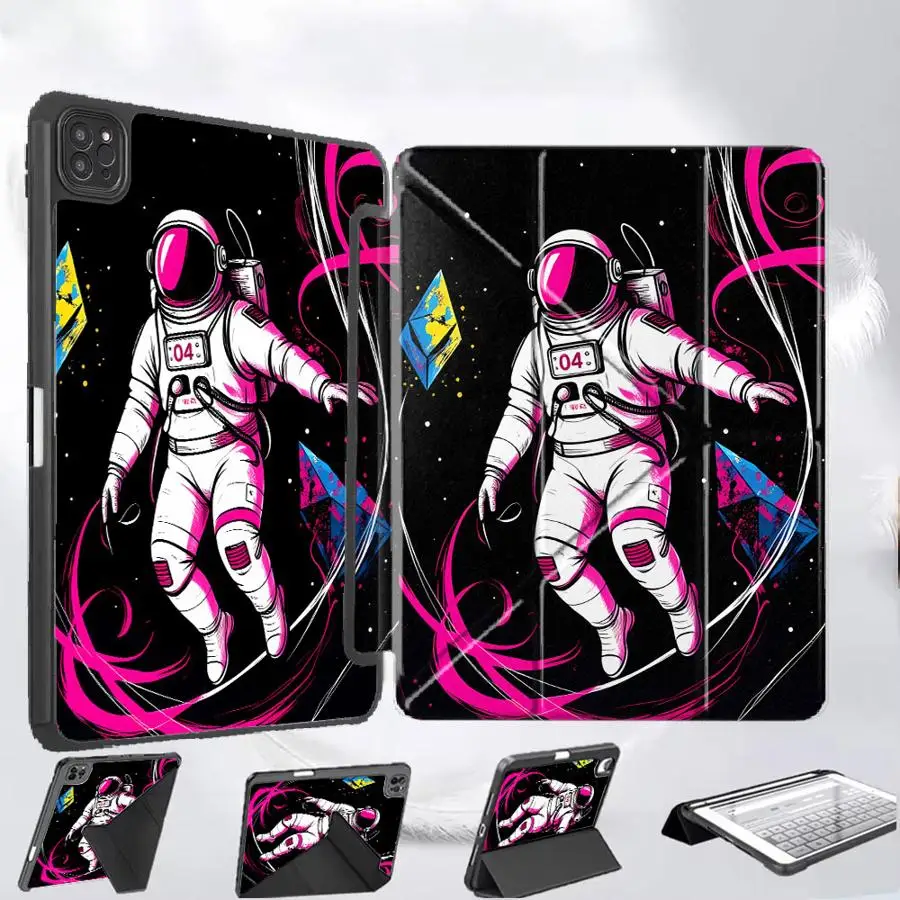 

Чехол-подставка для планшетов iPad Pro 11-го, 10-го, 9-го, 8-го, 7-го поколений, 12.9 дюймов, Air 4, 5, M3, M2, M4, 11 дюймов Pro 2025, Mini 6, 7, креативный дизайн «Космонавт»