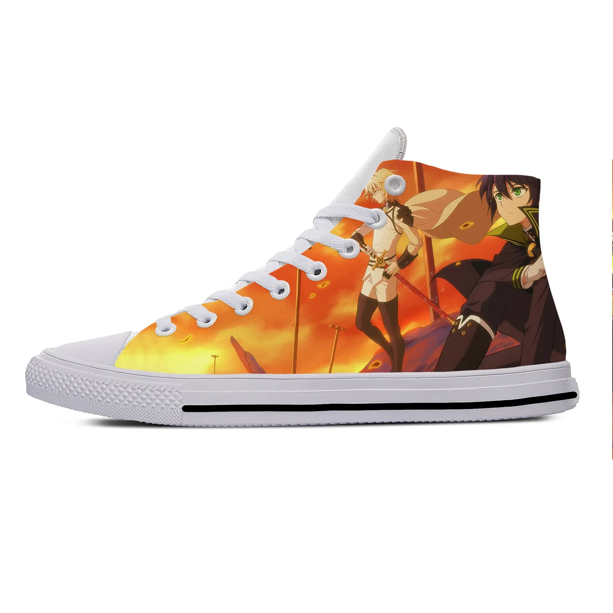 Sapatos casuais de anime japonês para homens e mulheres, manga Owari não, serafim do fim, tênis respiráveis, top alto, leve, sapatos de tábua quente