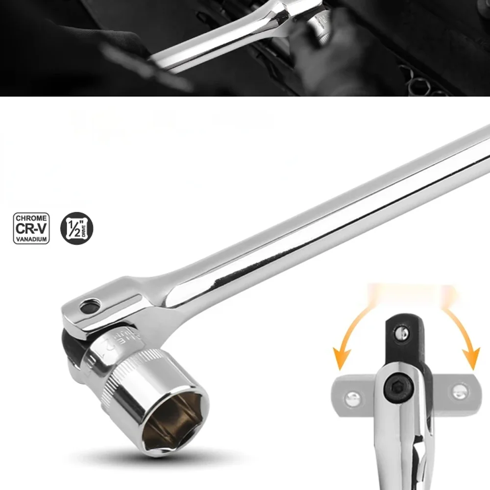 Professioneller CRV-Stahl 1/2-Zoll-Antrieb Drehbarer Flexkopf-Verlängerungsschlüssel Bremsstangenverlängerung für Zusätzliches Drehmoment – Detail 3