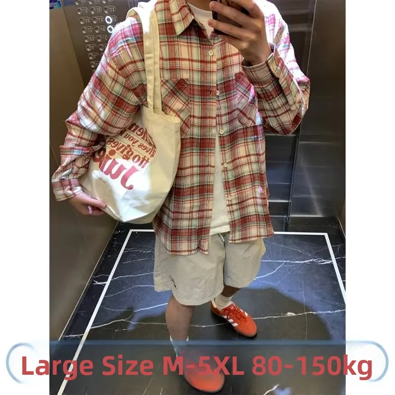 Prendas de abrigo de gama alta para hombre, ropa de abrigo larga a cuadros de otoño de talla grande, informal, para estudiantes, japonés, Hong Kong, Sle, Retro, Haome