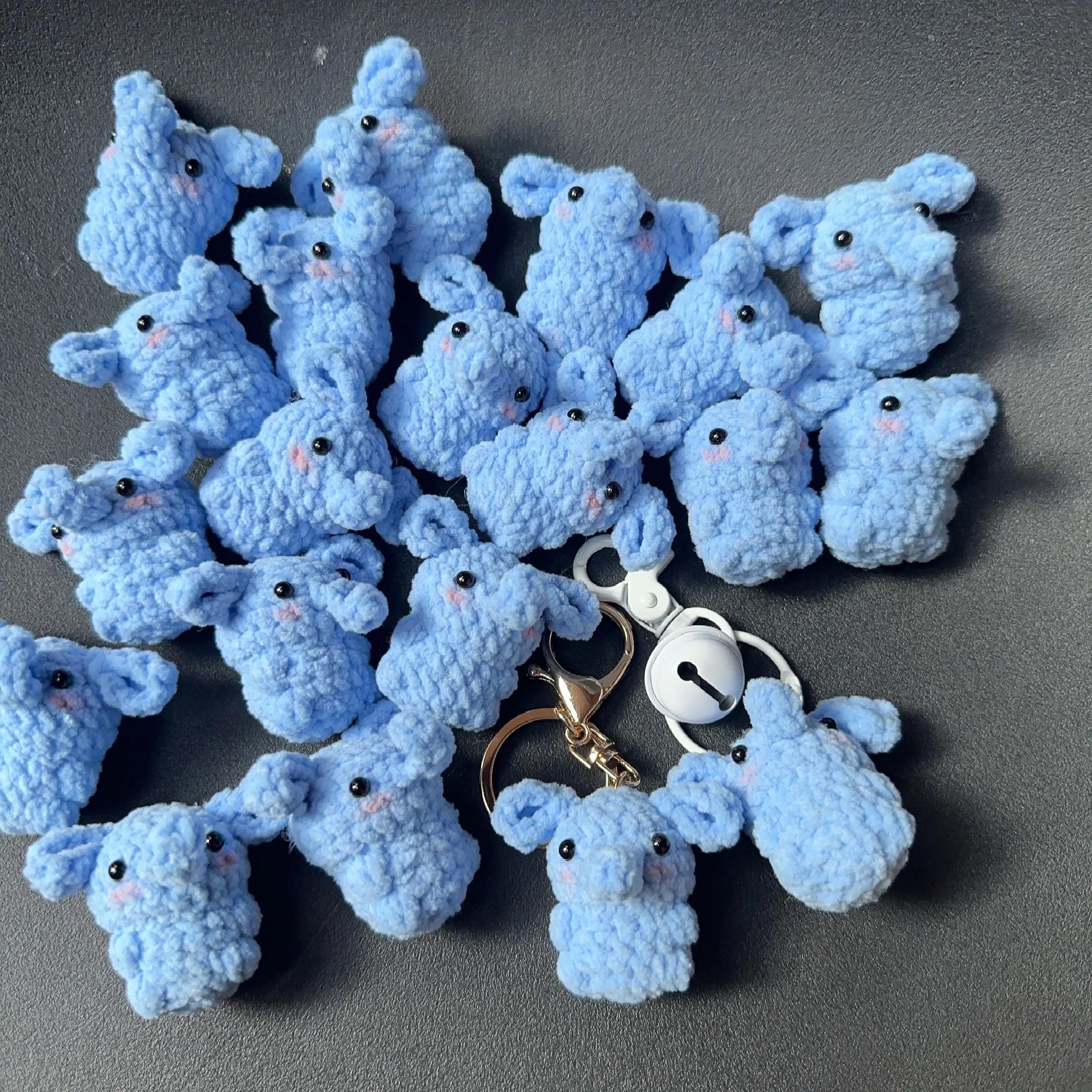 5pcs Handmade 4cm Knitting Mini Fudge Little Elephan Keychain Crochet Schoolbag Pendant Accessories Doll Keyrings Wholesale