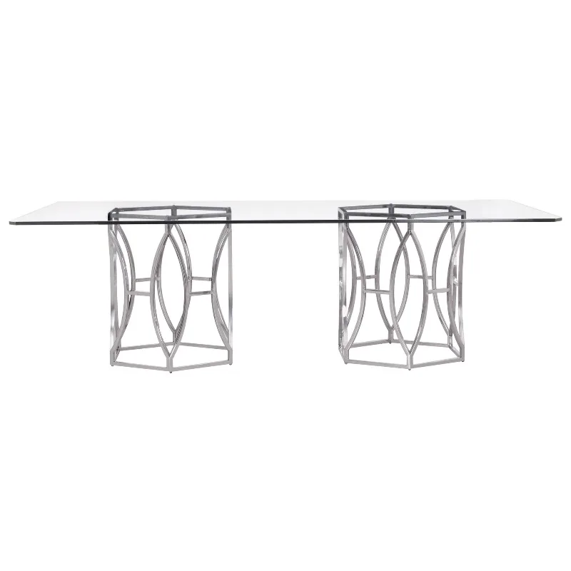 

American stainless steel hexagonal dining table light luxury dining table