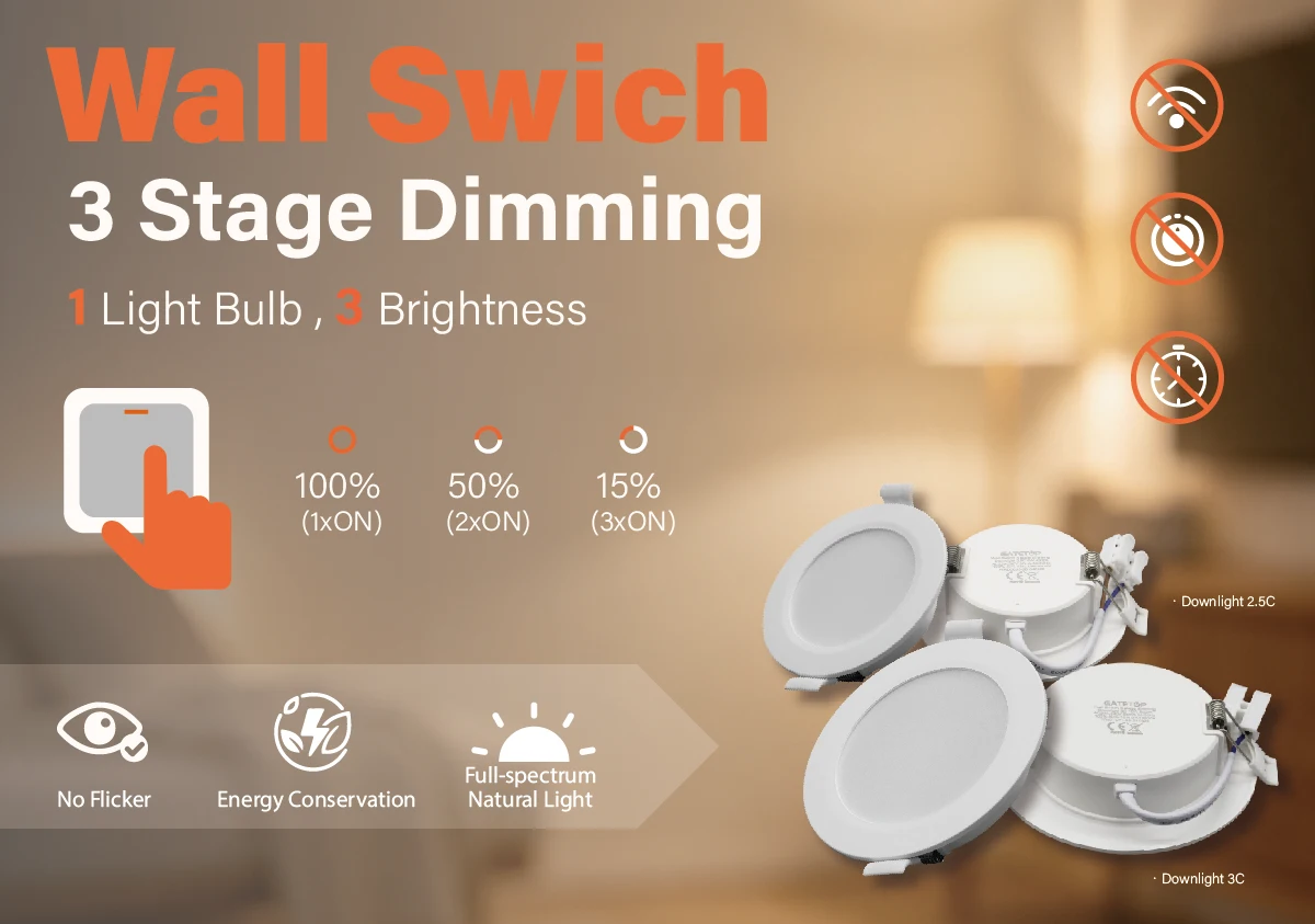 LED-Einbaustrahler 6W 10W AC220‑240V, 3-stufig dimmbar, 3 Helligkeitsstufen 100%-50%-15%, Deckenleuchte für Innenbeleuchtung im Haus – Detail 1