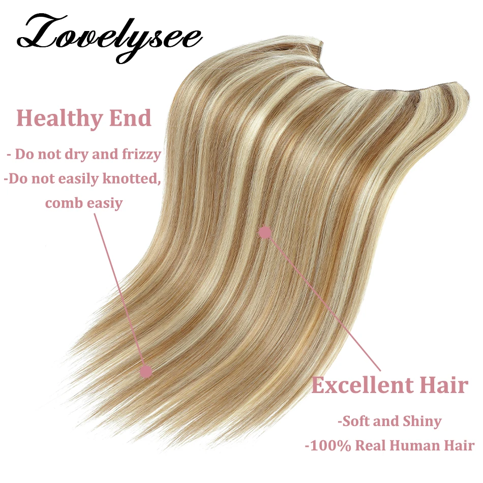 Naturalny długi prosty do przedłużania włosów w kształcie litery V 14-28 Cal brazylijski blond prawdziwe ludzkie włosy dla kobiet 5 klipów jednoczęściowy 8 kolorów