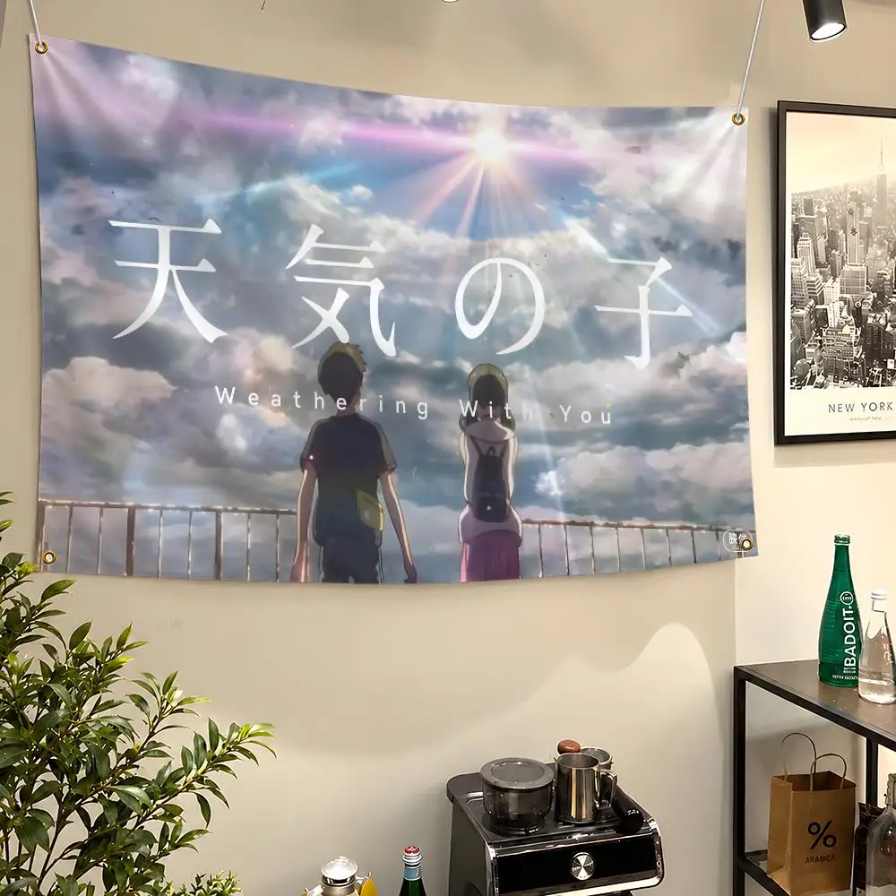 Movie Weathering with You Tenki no Ko Flags Wall Hanging Flag Banners For Birthday Parties Outdoor Bedroom Dorm Room Decor