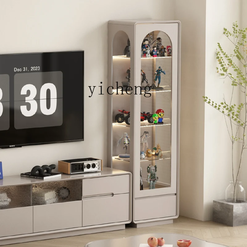 ZC transparent glass door dustproof figure model display cabinet solid wood living room display storage wine cabinet