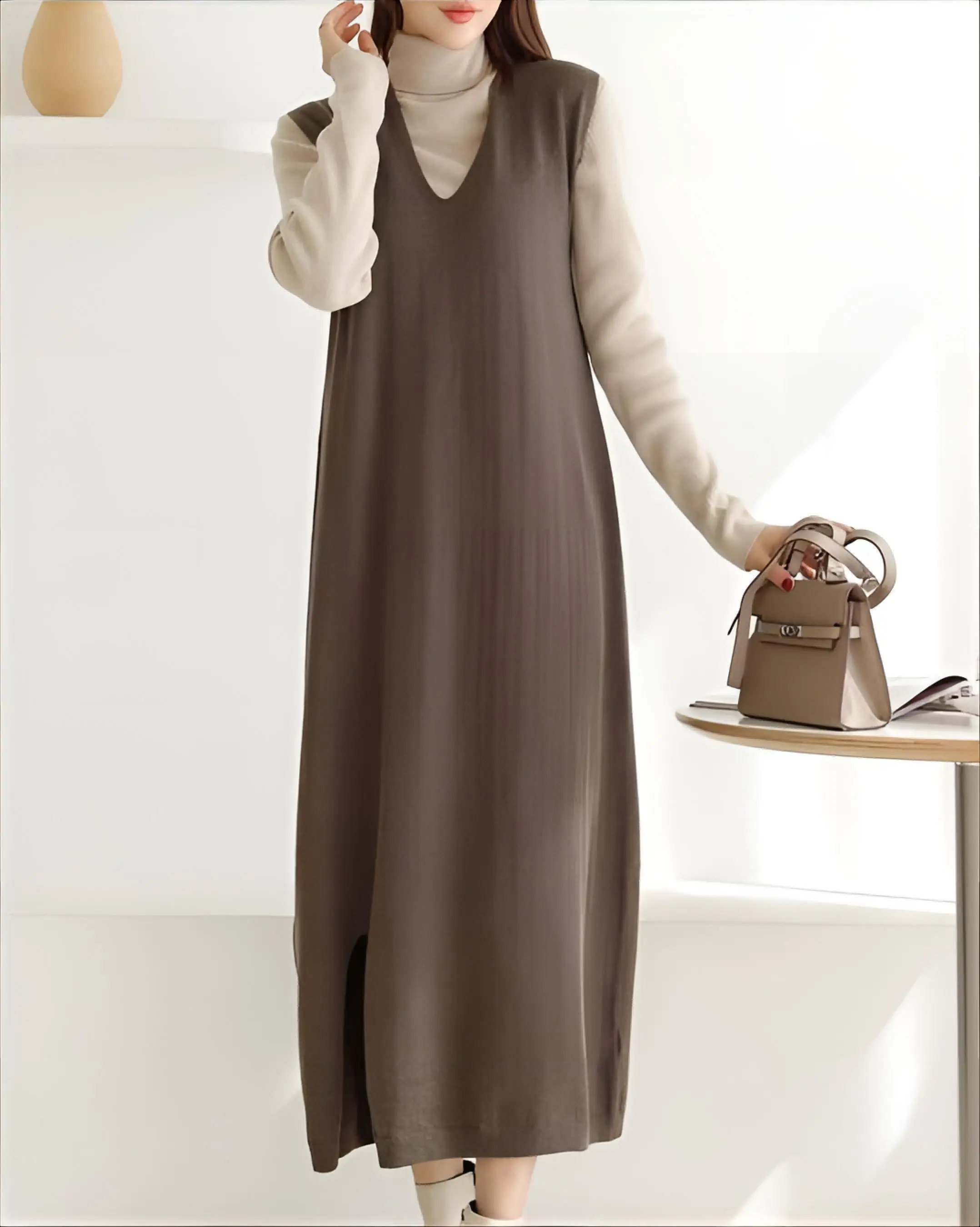 

Вязаное мини-платье без рукавов женское весеннее с широким воротником, круглым вырезом, аппликацией, бахромой, эластичное, перфорированное, с узором «косичка», винтажный принт, в стиле Ins