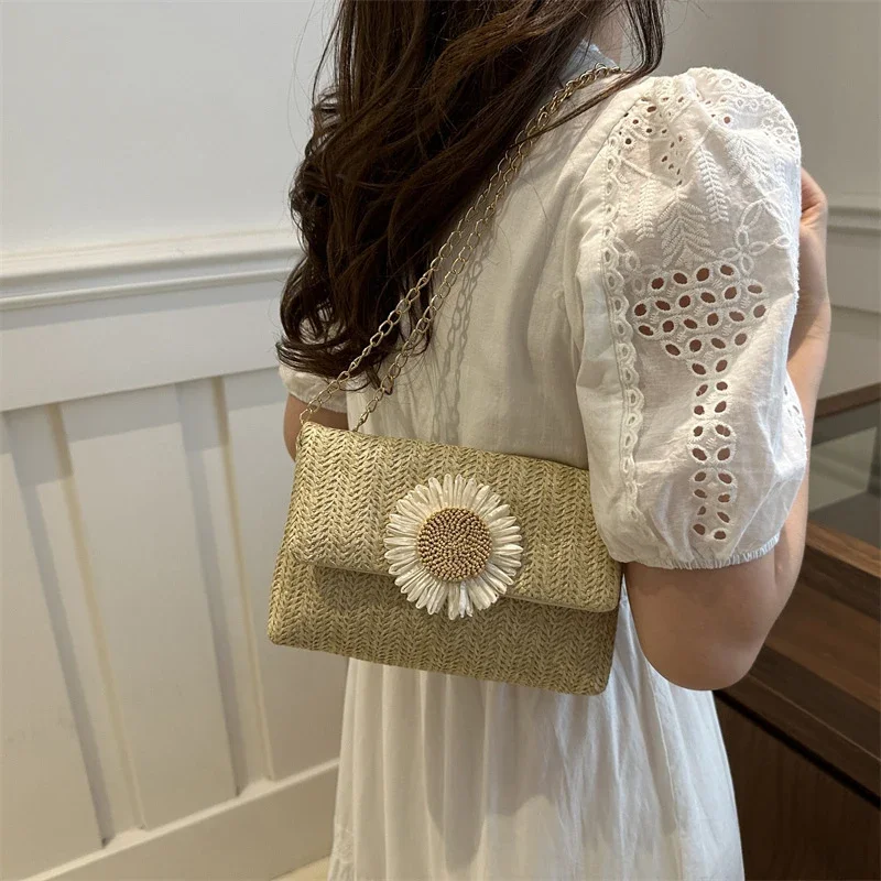 

Women Summer Rattan Messenger Bag Woven Fashion Shoulder Bag Beach Braid Designer Handmade Crossbody Travel Bag Bolsa Feminina