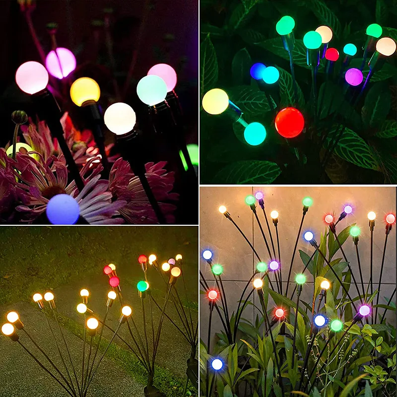 Imagem -05 - Solar Jardim Lawn Lights Firefly Lights Impermeável Balançando a Luz para o Pátio Pátio Pathway Decoração ao ar Livre Led Led 10 Led