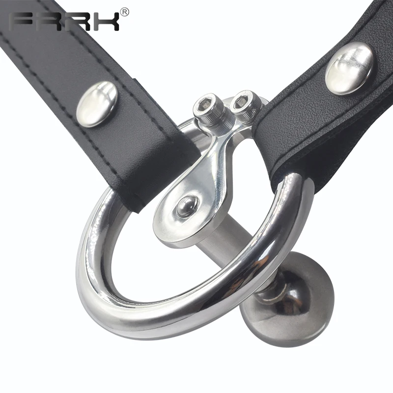 

FRRK PU Chastity Belt with Metal Bar Inverted Cock Cage for Men Stainless Steel Penis Rings Fetish Erotic Sex Products BDSM Toys