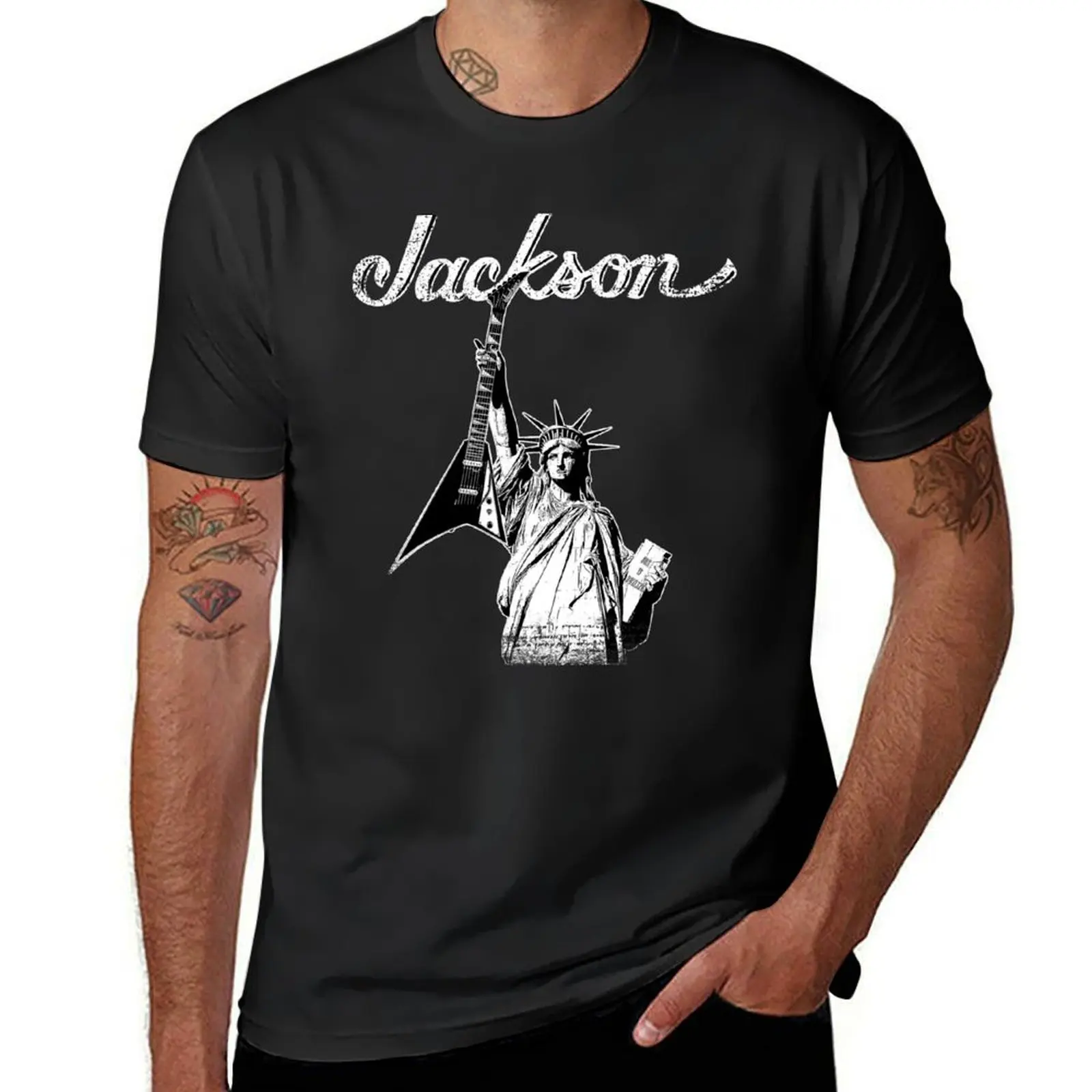 LIBERTY ELECTRIC GUITAR JACKSON T-Shirt boys whites tops heavyweights cute tops T-shirts for men cotton