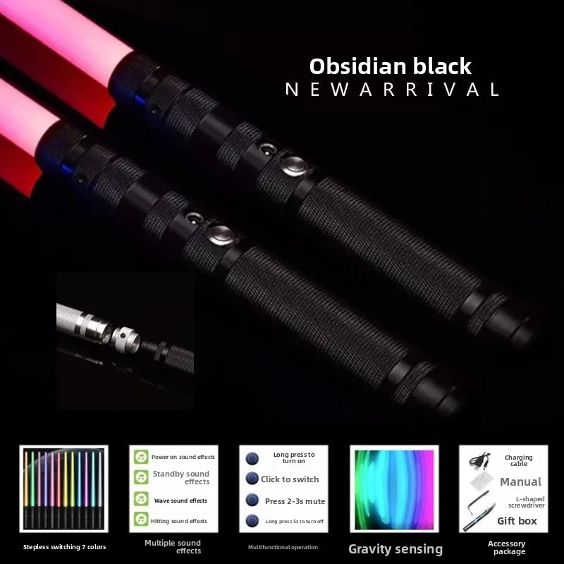 Spada laser, spada laser telescopica 2 in 1, colorata, per bambini, luminosa, vibrante, in metallo, spada laser