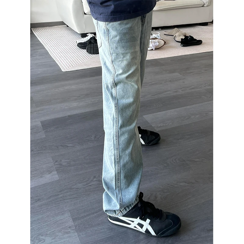 

Cleanfit Vintage Blue Jeans Men's Loose Flared Straight Leg American High Street Boys' Trousers Spring Autumn Fashion