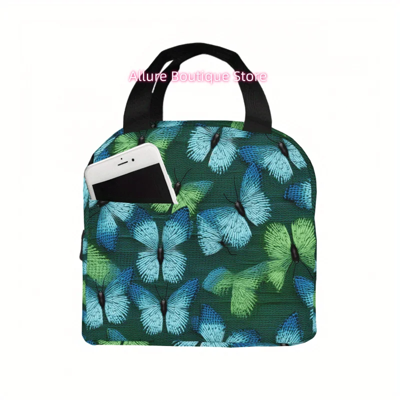 1pc Seahorse & Shell Print Insulated Lunch Bag & Picnic Box - Waterproof Large for /, Portable Cooler for Camping, Travel, Work