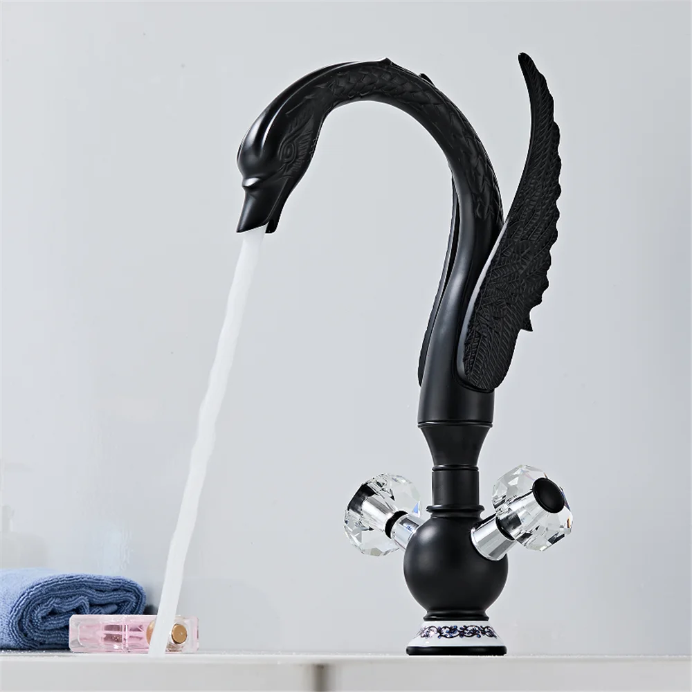 

Tuqiu Black Swan Смеситель для ванной комнаты Латунный смеситель для раковины Смеситель Lavotory Смеситель для умывальника Смеситель для горячей и холодной воды Смеситель-водопад