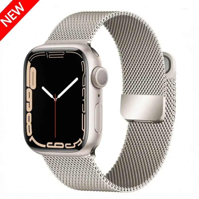 Milanese loop band for Apple watch Ultra 10 9 8 7 6 5 4 SE 45mm 44mm 41mm 40mm 42mm 46mm Metal magnetic double section strap