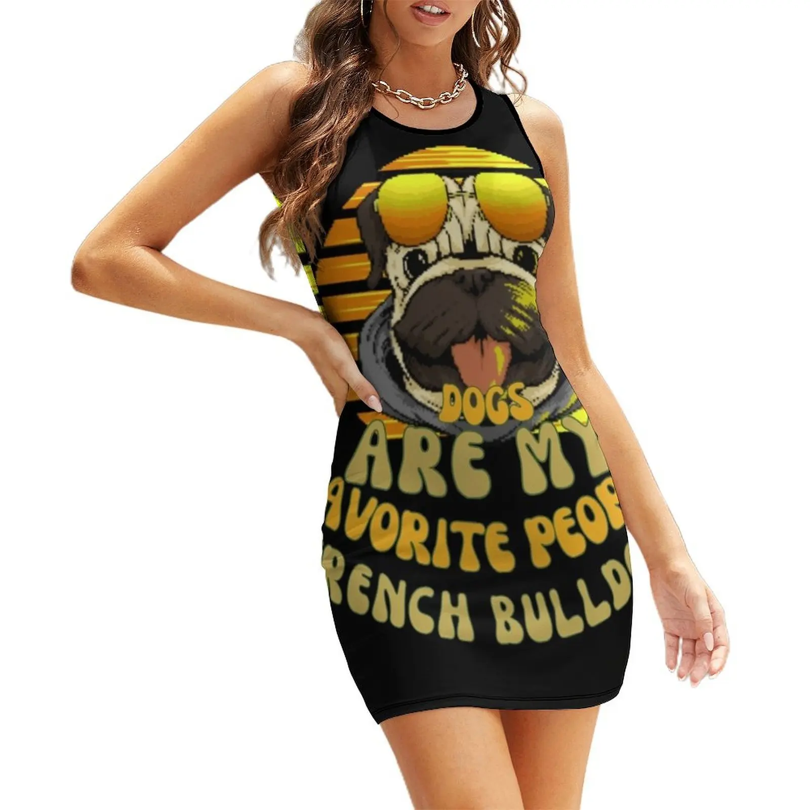 

Dogs Are My Favorite People French Bulldogs Sleeveless Sundress women's evening dress 2025 elegant party dress for women 2025