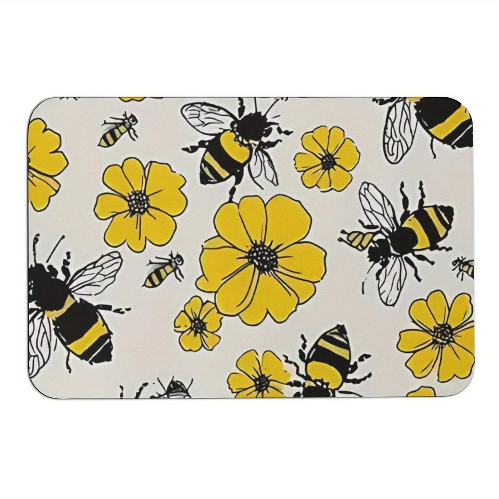 

Bee and Flower Doormat - Anti-Slip, Durable Home Decor Mat for Entrance or Bathroom, Unique Gift, Charming Design