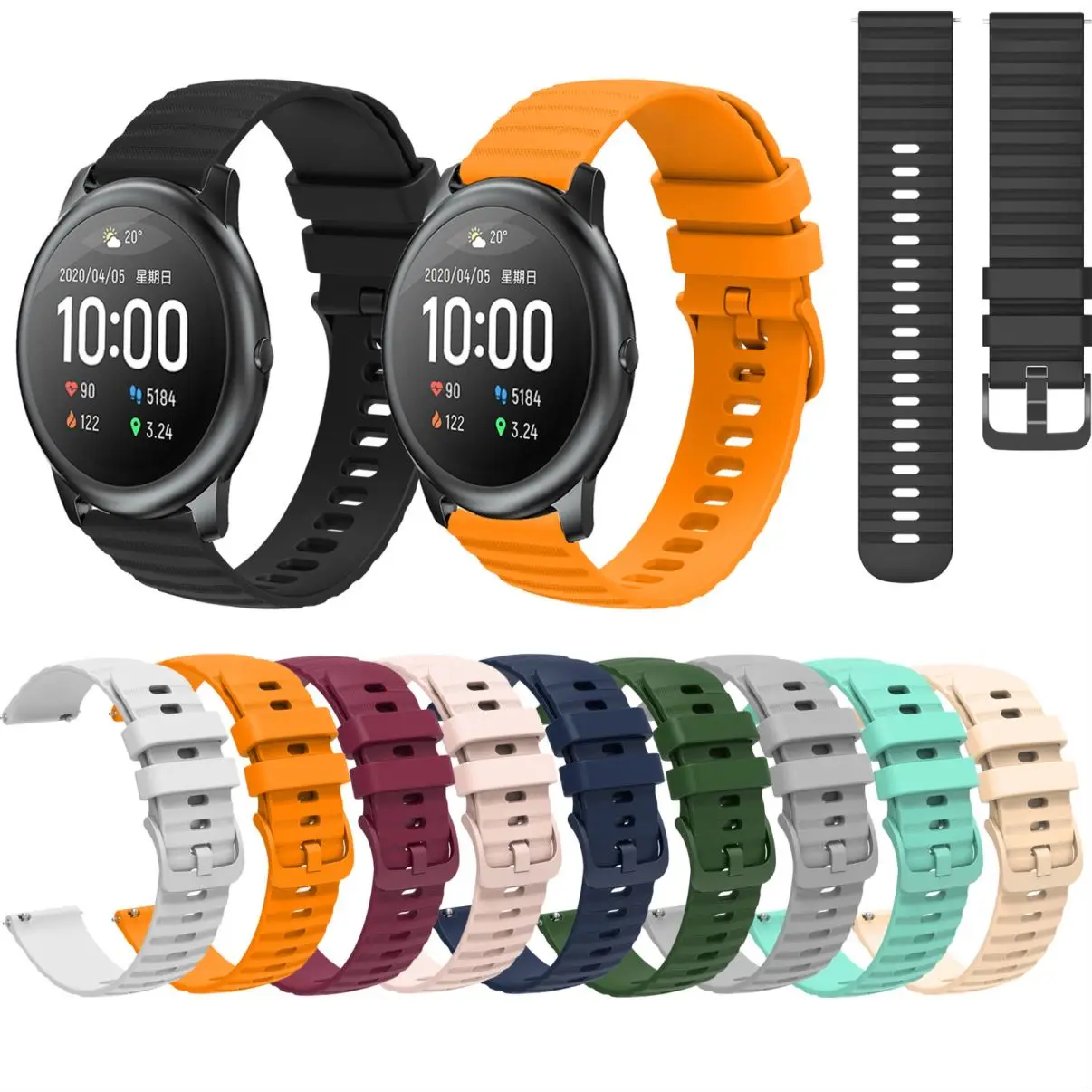 22MM Silicone Strap Watch Band For Xiaomi Haylou Solar LS05 Haylou RT LS05S Haylou RS3 LS04 Sport Band