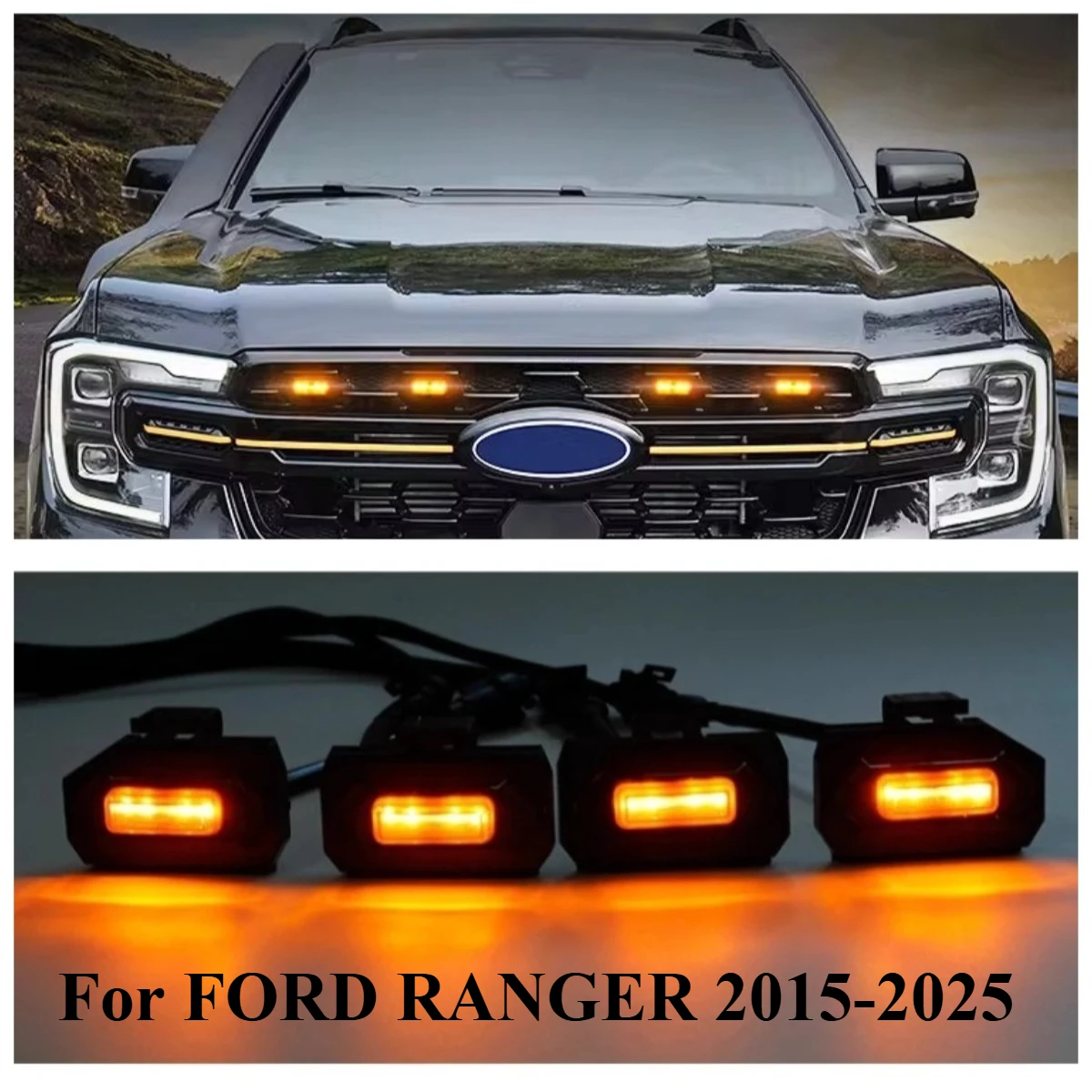 

LED Grille Light Yellow Amber Lights for FORD Ranger 2015-2025 Grill Light Fog Lamp Signal Lamp Ranger Modified Parts