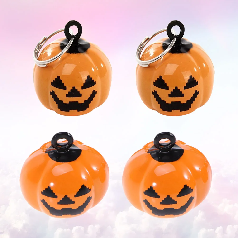 

4Pcs Pumpkin Shape Copper Pet Bells Durable Jingle Pendant Comfortable for Daily Use Halloween Pet Accessories