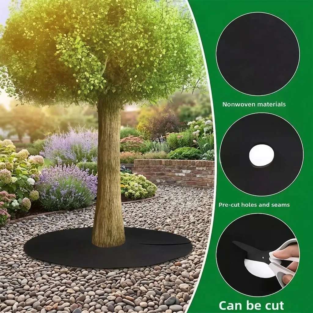 Gardening Fabric Weed Control Non Woven Tree Mulch Ring Weeding Barrier Protector Mat Plant Cover Anti Grass 15cm 62cm Diameter
