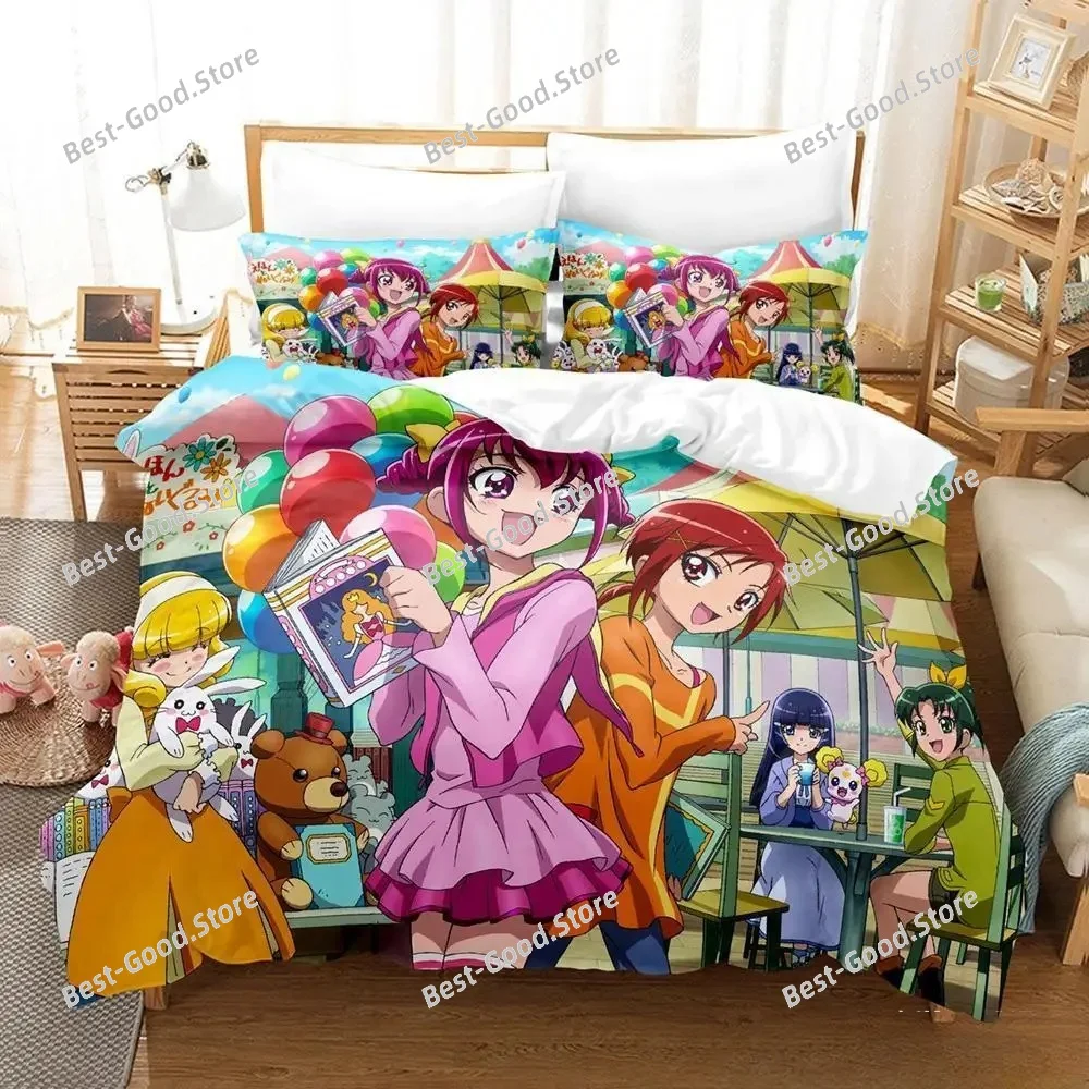 Smile PreCure! Bedding Set Single Twin Full Queen King Size Bed Set Adult Kid Bedroom Duvet Cover Sets 3D Print Kawaii Anime Bed