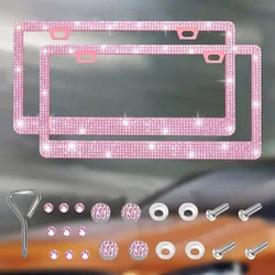 Worldmuma Motorcycl 31*16cm Bling Crystal License Plate Frame Women Rhinestone Motorcycl License Plate Frame Cover Holder