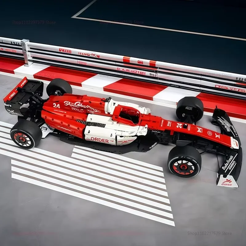 Red 1:8 Race Car Building Set 1700+PCS MOC DIY Car Model Kits Collectible Racing Toy Birthday Gifts For Kids And Car Enthusiasts