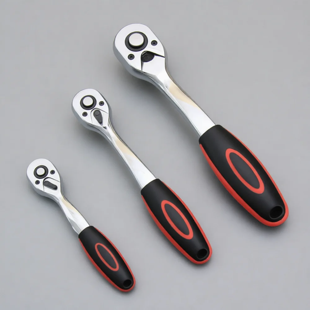 For ZHCY Heavy Duty Ratchet Wrench Telescopic Handle Quick Release Dual Drive Repair Tool Hardware Socket Wrench Chrome