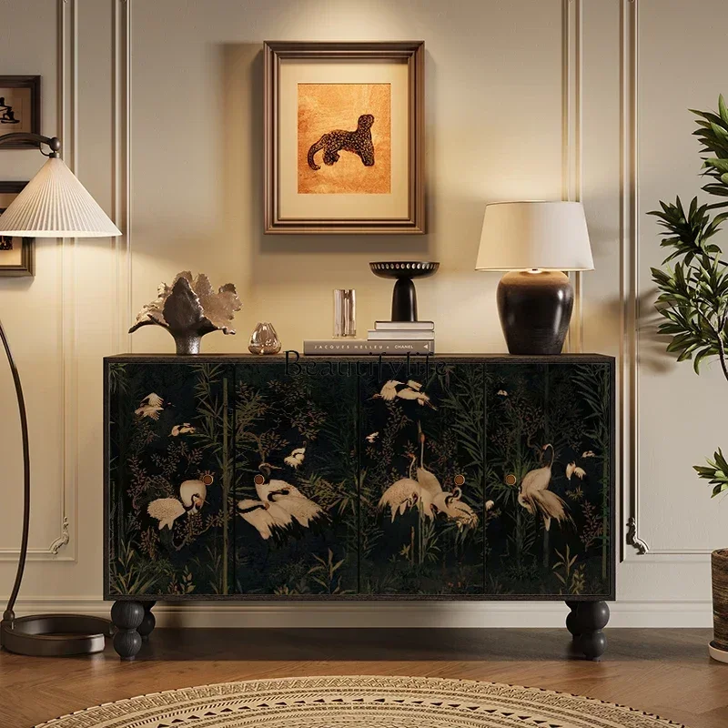 

56French Style Entrance Cabinet Chinese Style Sideboard Retro Domestic Living Room Aisle Bedroom Tailstock Storage Cabinet