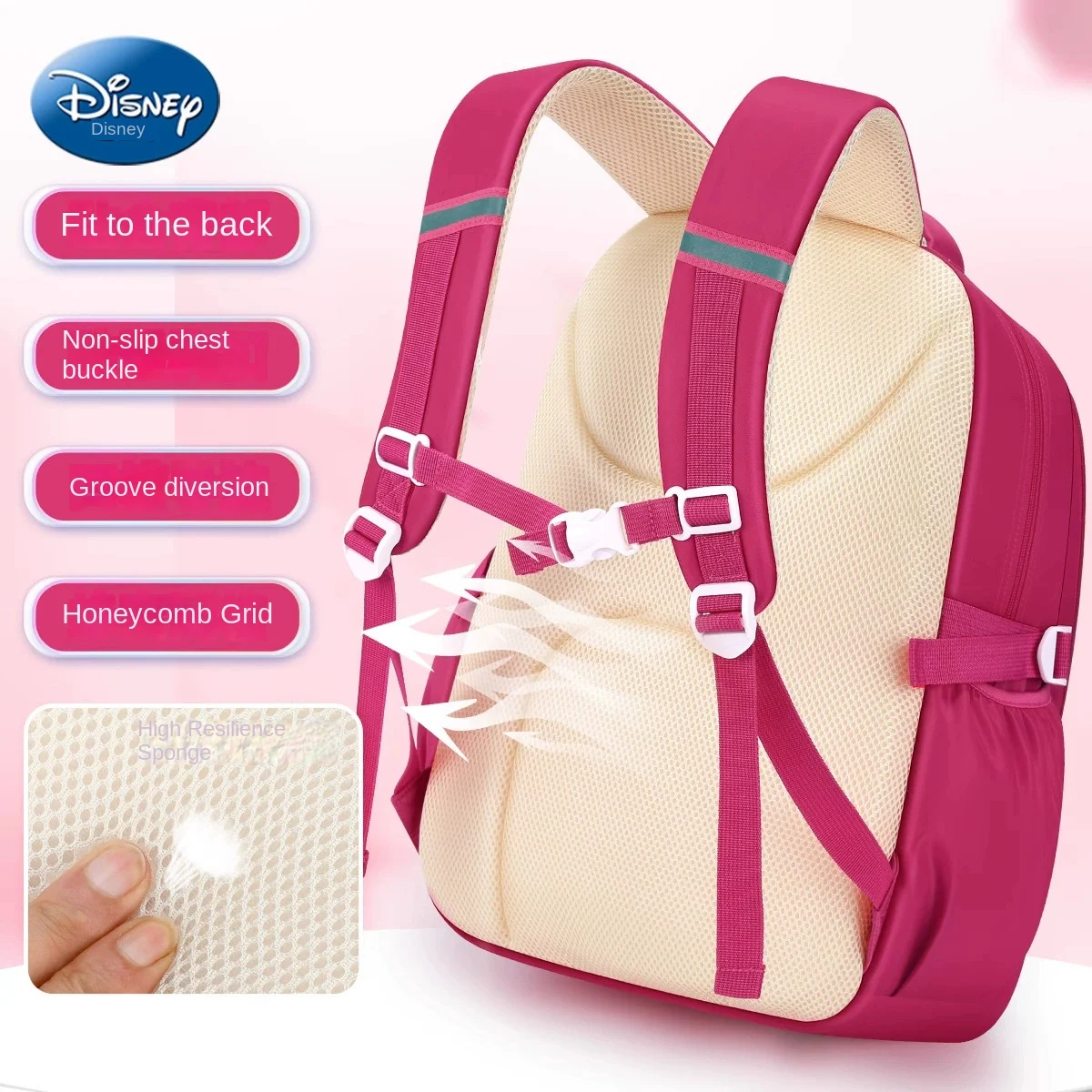 Disney Lotso Girl School Bag Grade 2-5 Primary Student Leisure Shoulder Orthopedic Backpack Large Capacity Light Mochilas