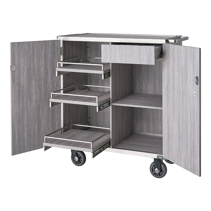 New Arrival Multifunctional Fireproof Stainless Steel Service Trolley With Drawer Model C-124 For Hotels And Restaurants