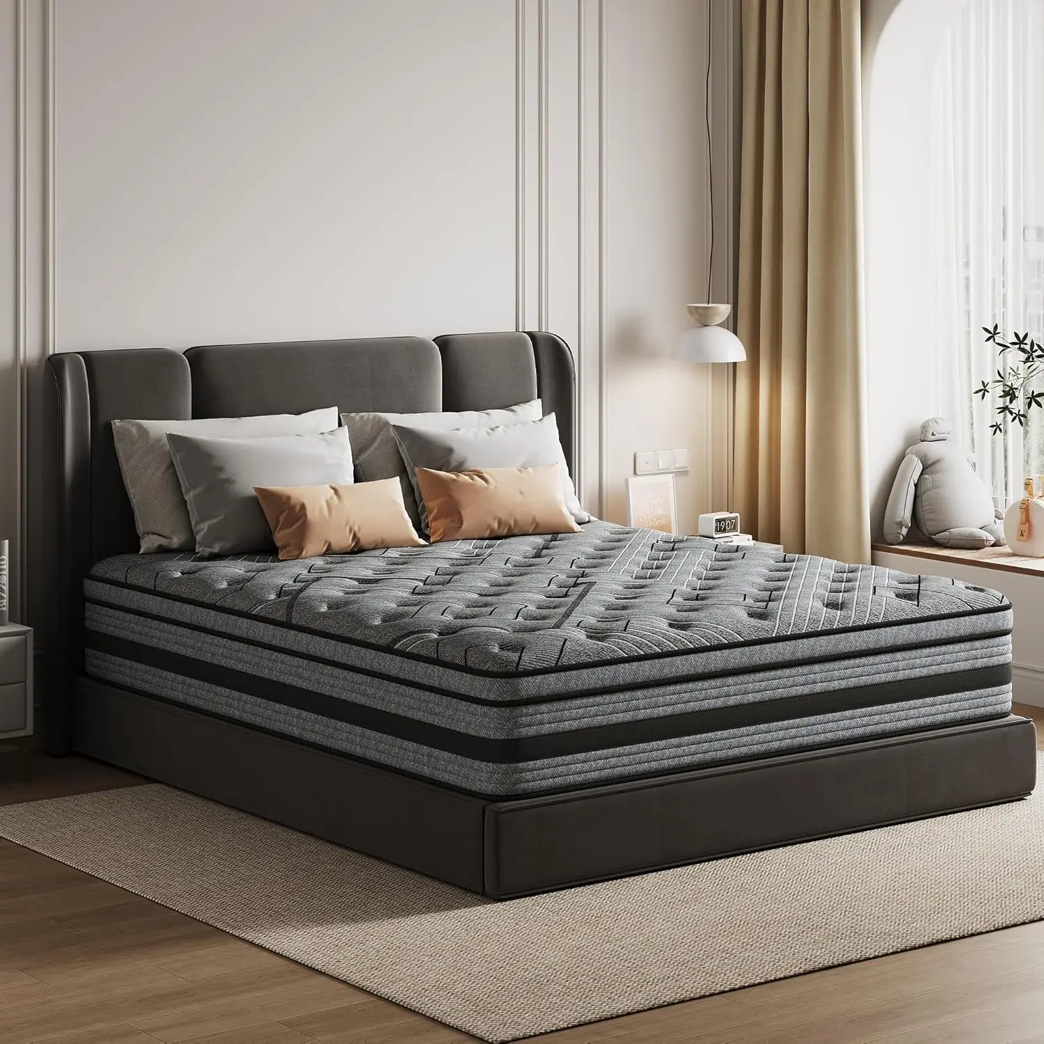 12 Inch Queen Memory Foam Hybrid Mattress with Pocket Springs, Medium Firm for Motion Isolation & Pressure Relief