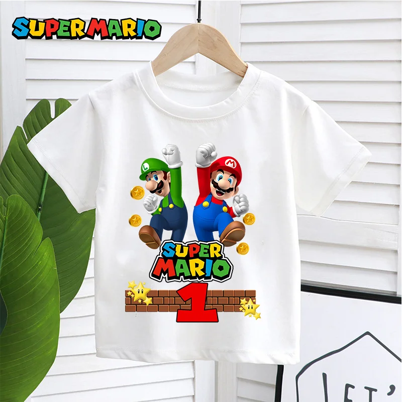Super Marios Bros T-shirt Baumwolle Kleidung Kurzarm Sommer T-shirt Tops Jungen Hemd T-figuren Spiel Kinder Casual Kleidung