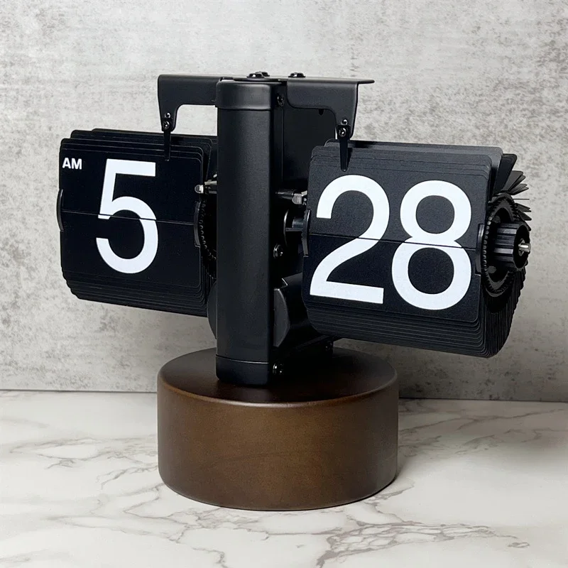 Creative Table Clock Desktop Mechanical Automatic Page-Turning Clock European Retro Page-Turning Clock Indoor Desktop Ornaments