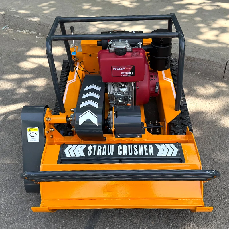 Customized 1000mm CE Engine All Terrain Rubber Remote Control Robot Flail Lawn Mower