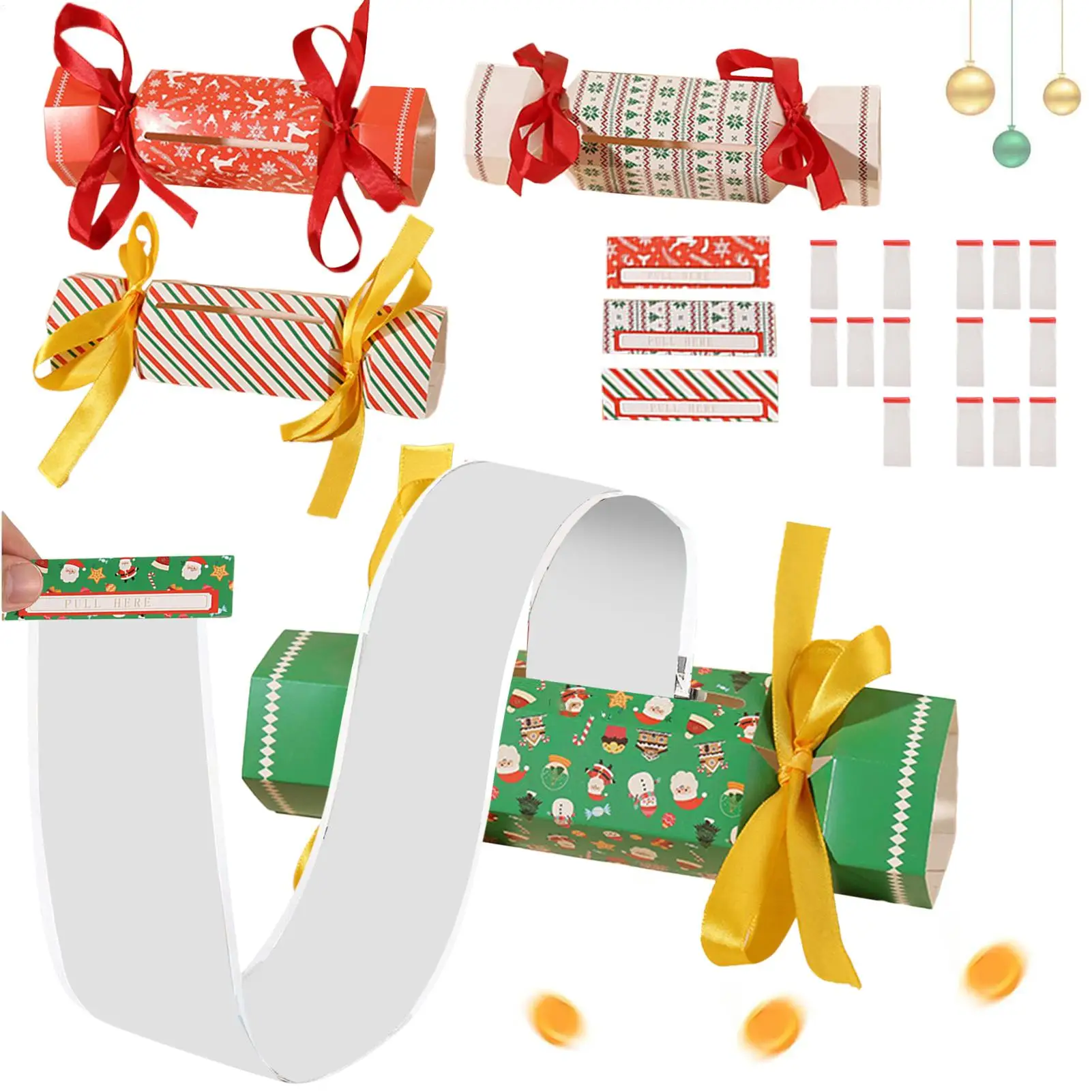 4pcs Christmas Candy Money Box Christmas Money Bag Surprise Money Bag Money Candy Pull Box Money Bag Gift