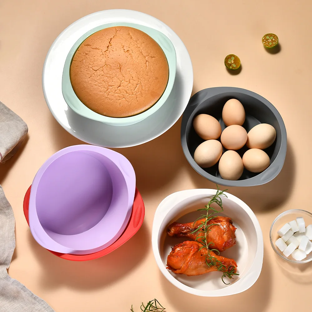 مجموعة قوالب خبز قابلة لإعادة الاستخدام، مقالي كعك متعددة الأشكال (دائرية + مربعة) غير لاصقة، أدوات خبز متينة لاحتياجات خبز المطبخ المنزلي #3