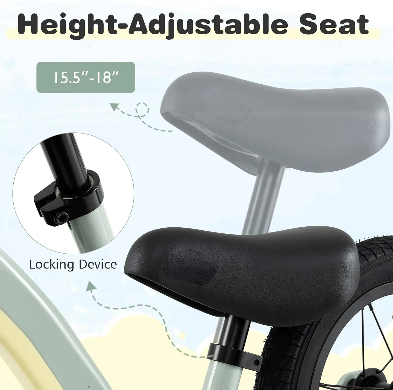 Vélo d'équilibre avec siège réglable pour tout-petit, cadre en alliage de magnésium, guidon rotatif à 360 °, pneus en caoutchouc pneumatiques, N, 12 po