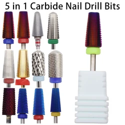 5 In 1 Left&Right Hand use Tungsten Carbide Nail Drill Bit Milling Cutter Eletric Manicure Machine Equipment Cuticle Clean Bur