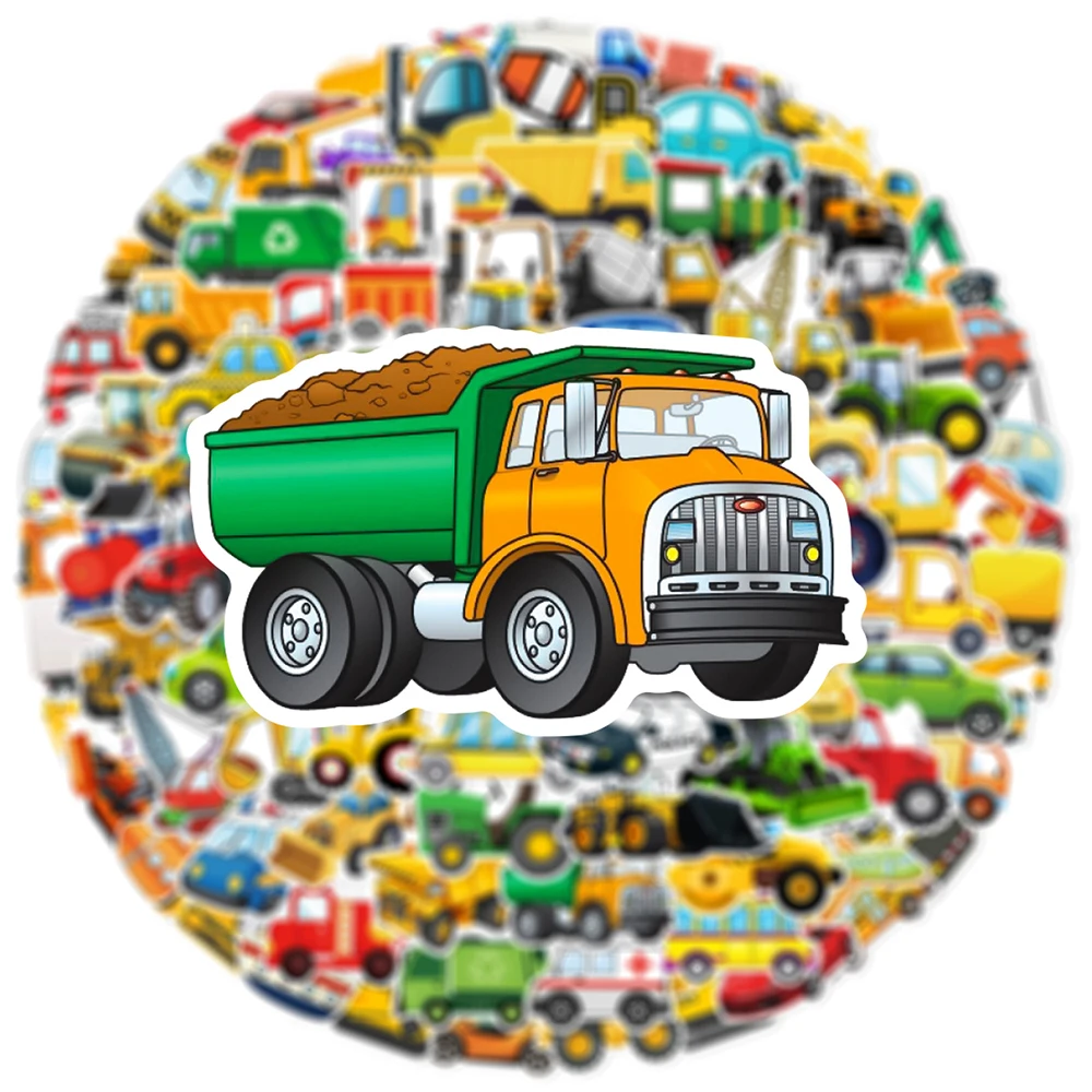 

10/30/50/120pcs Engineering Vehicle Stickers Truck Aeroplane Transports Decals Stationery Suitcase Laptop Cool PVC Sticker Decor
