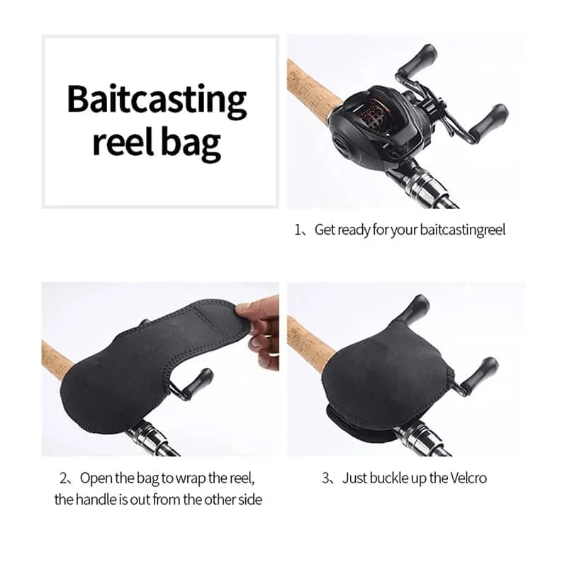 Original Abu Garcia Baitcasting-Rollen-Schutzhülle aus Neopren, verstellbarer Klettverschluss, stoßfest, kratzfest, Angelrollentasche – Detail 6