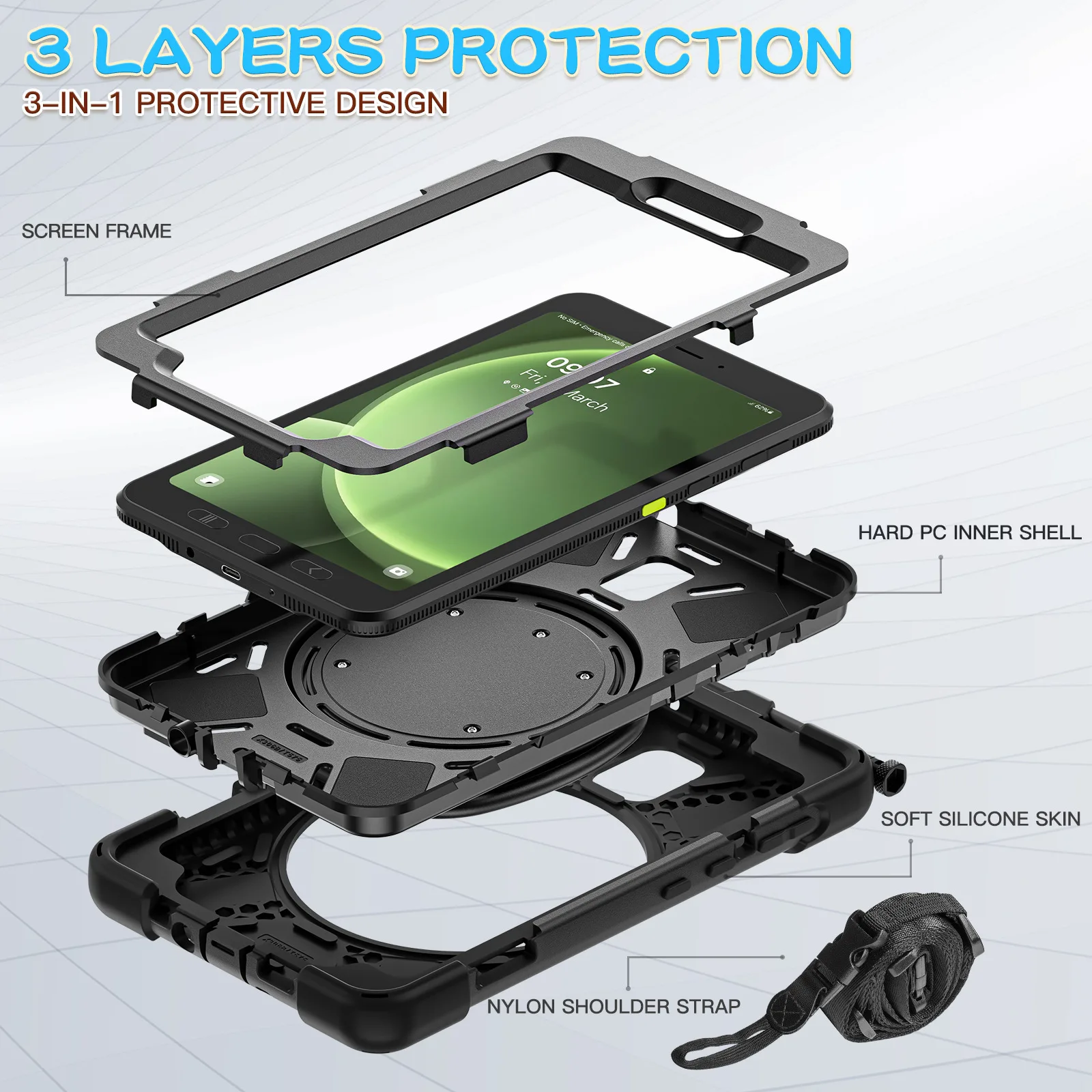 Case For Samsung Galaxy Tab Active 5 3 8 inch 2024 X306B X300 2024 Tablet Case Kickstand Holder 360 Rotation shockproof Cover 4