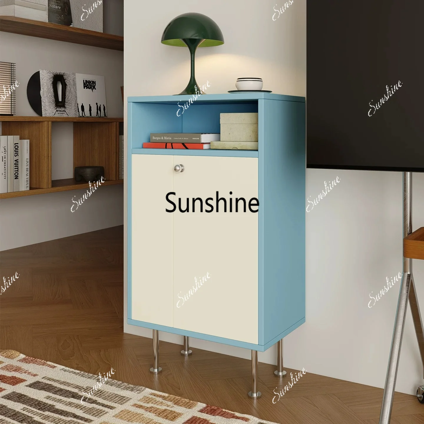 Modern simple color matching storage TV side cabinet dining side cabinet living room locker