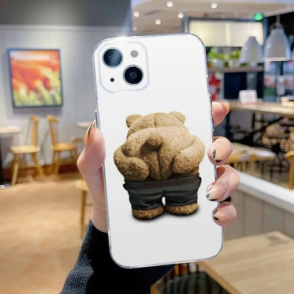 Cute T-Teds Bear Phone Case For iPhone 15,14,13,12,11 Plus,Pro,Max,XR,XS,X,7,8 Plus,SE,Mini Transparent Silicone Soft